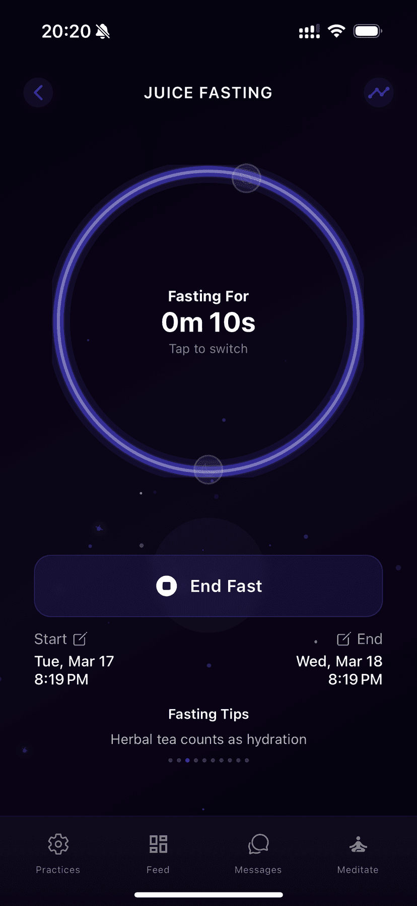 Fasting tracker screen