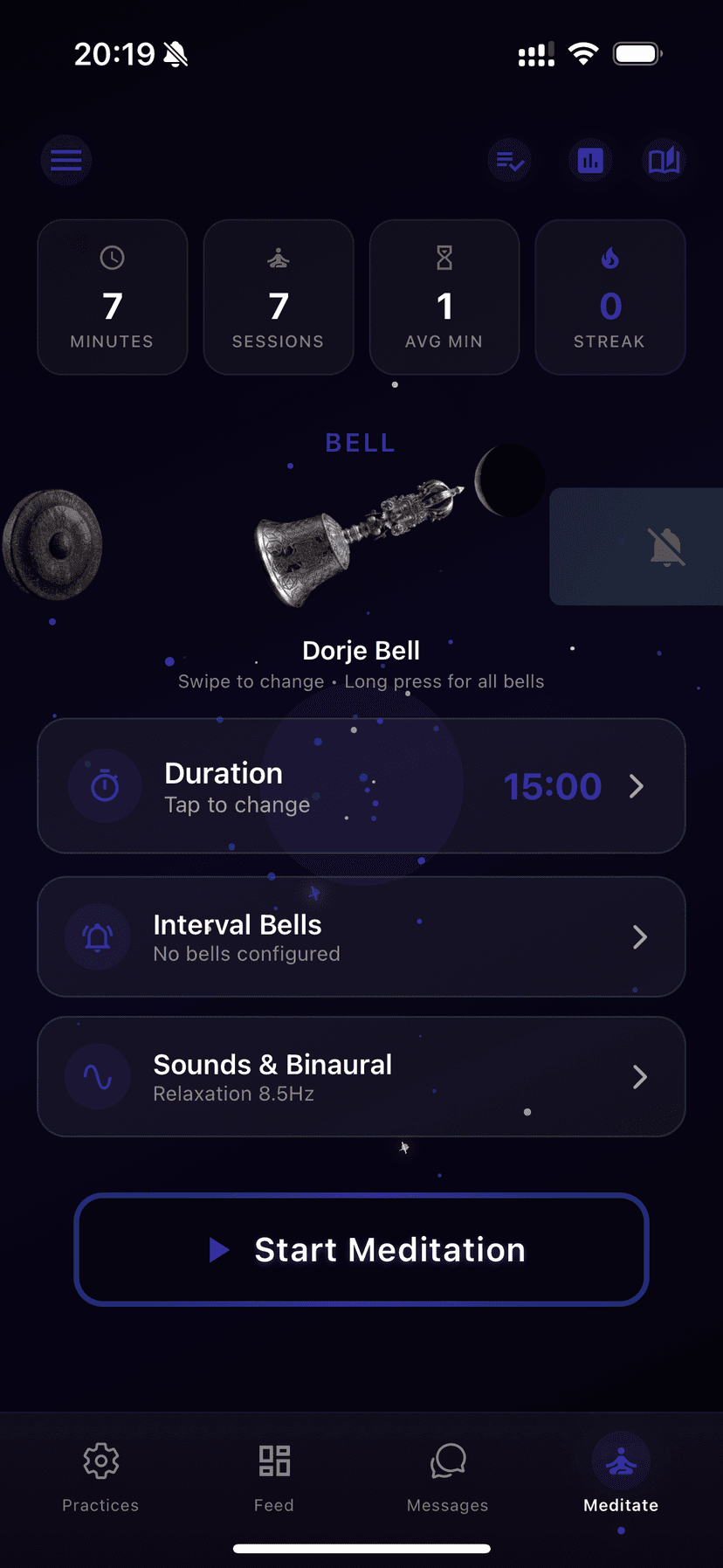 Meditation bell selection