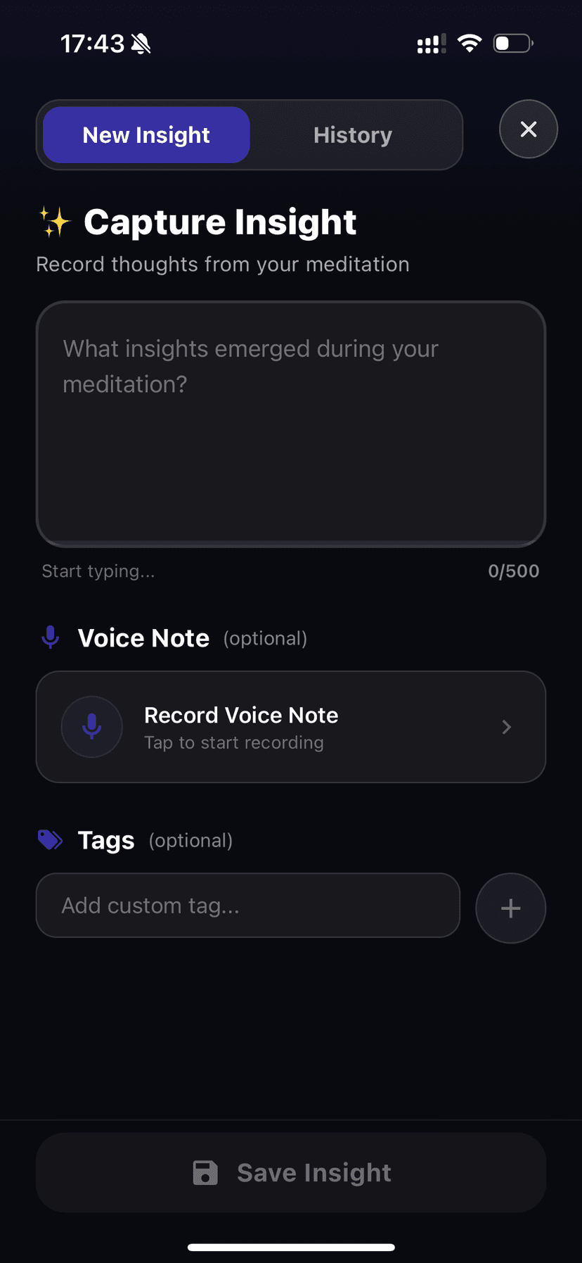 Meditation insights recording