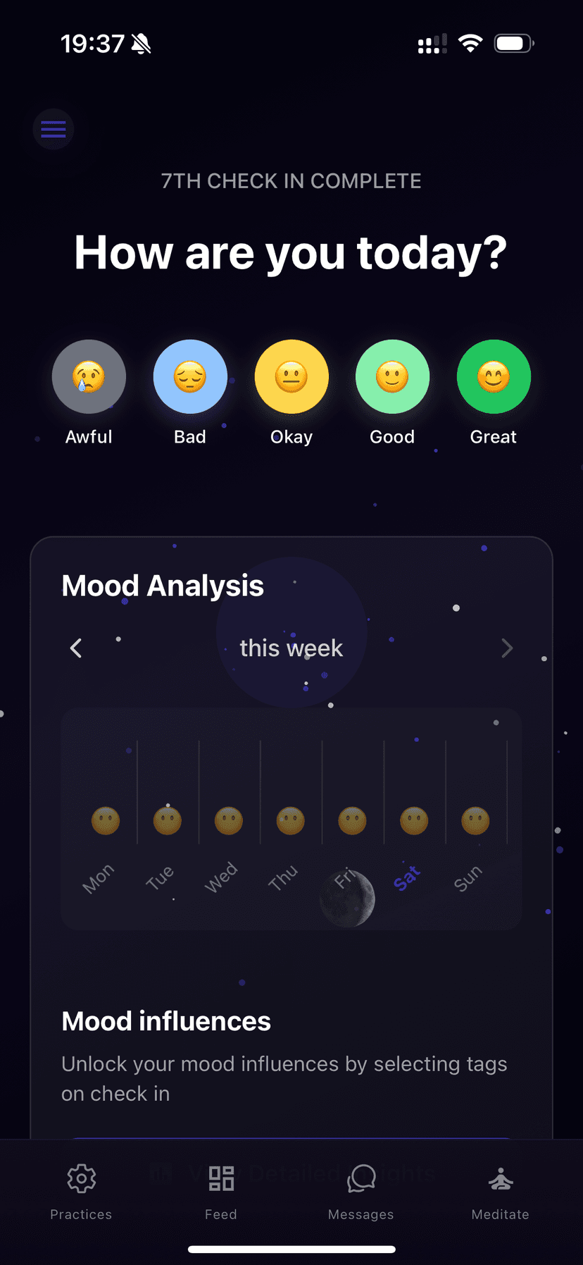 Mood check-in screen